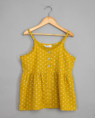 Cotton polka dots spaghetti top and palazzo set for girls