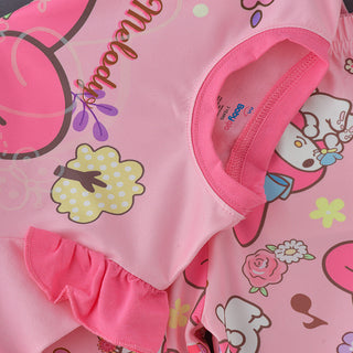 My melody characters glow in the dark print cotton top with pajama set for girls
