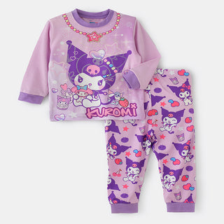 Kuromi glow in the dark print cotton top with pajama set for girls