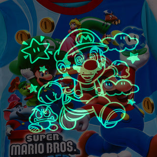Supermario printed glow in the dark cotton t-shirt with pajama set for boys