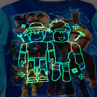 Roblox printed glow in the dark cotton t-shirt with pajama set for boys