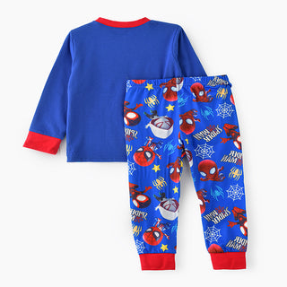 Heroic webbed printed glow in the dark cotton t-shirt with pajama set for boys