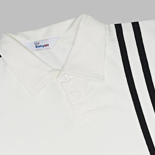 Sporty White Polo and Black Shorts Set