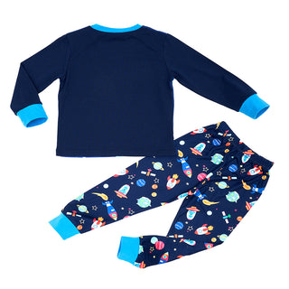 Space Rocket Glow-in-the-Dark Cotton Pajama Set for Boys