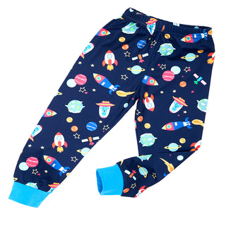 Space Rocket Glow-in-the-Dark Cotton Pajama Set for Boys