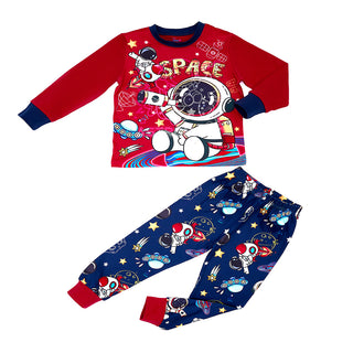 Cosmic Space Glow-in-the-Dark Cotton Pajama Set for Boys