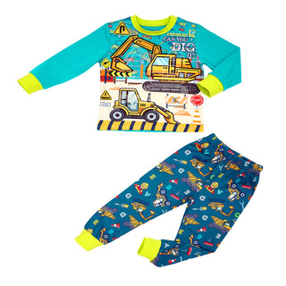 Construction Site Glow-in-the-Dark Cotton Pajama Set for Boys