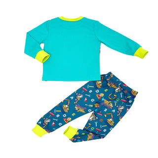 Construction Site Glow-in-the-Dark Cotton Pajama Set for Boys