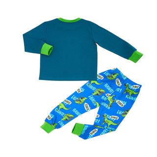 T-Rex Attack Glow-in-the-Dark Cotton Pajama Set for Boys