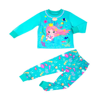 Mermaid and Unicorn Glow-in-the-Dark Cotton Pajama Set for Girls