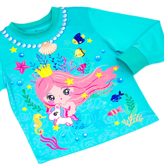 Mermaid and Unicorn Glow-in-the-Dark Cotton Pajama Set for Girls