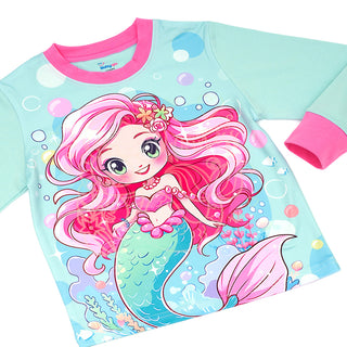 Magical Mermaid Glow-in-the-Dark Cotton Pajama Set for Girls