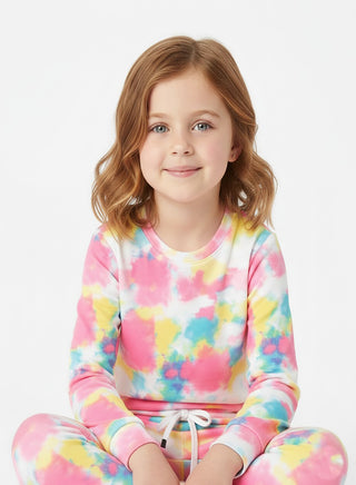 Cotton Candy Tie-Dye 2 piece Hoodie Set for Girls
