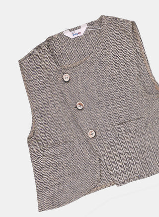 Classic Striped Shirt and Tweed Pants with Waistcoat Set