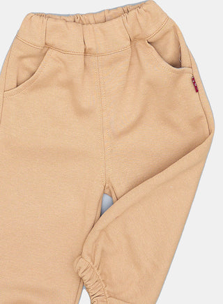 Beige Hooded Striped Winter Co-ord Set