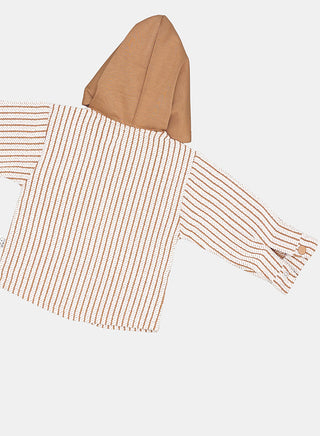 Beige Hooded Striped Winter Co-ord Set
