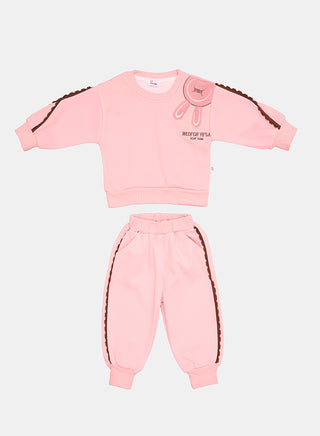 Pink Bunny Tracksuit With Frill Detailing