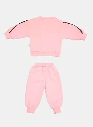 Pink Bunny Tracksuit With Frill Detailing