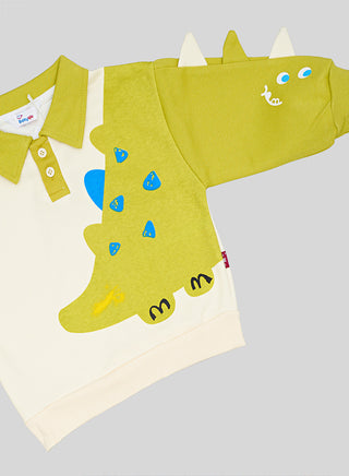 Green Dino Printed Sweatshirt With Jeans