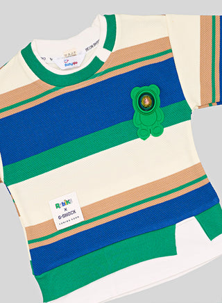 Striped Bear Patch Sweatshirt With Joggers