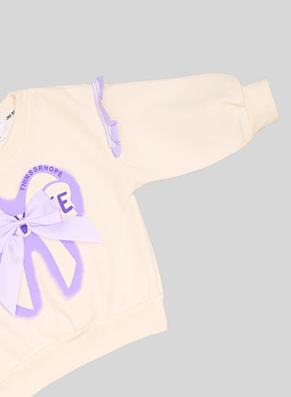 Lavender Bow Sweatshirt And Joggers Set