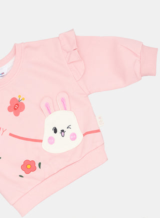 Pink Lovely Day Bunny Tracksuit Set