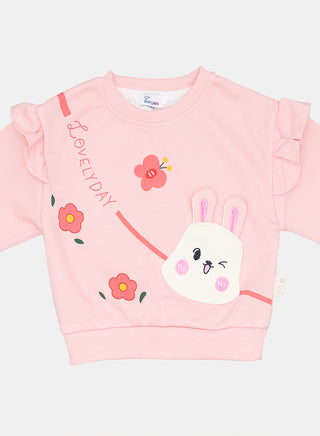 Pink Lovely Day Bunny Tracksuit Set