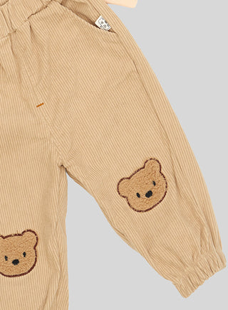Green Striped Bear Tee With Corduroy Pants