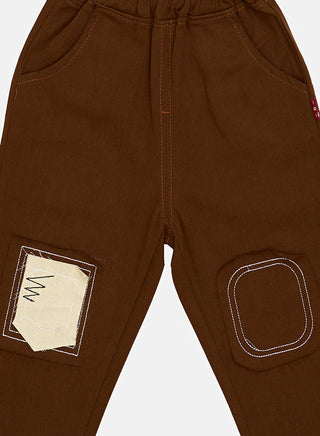 Brown Geometric Shirt With Cream Waistcoat Set