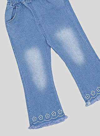 Pastel Floral Knit Vest With Bell Jeans