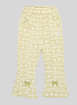 Green Ethnic Print Bow Co-ord Set For Girls