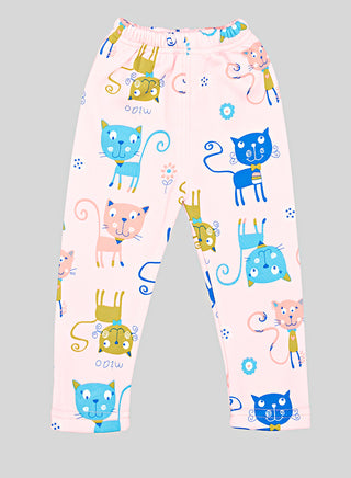 Colorful Cat Print Pajama Set For Kids