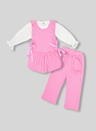 Pink Ruffle Top And Pant Set For Girls
