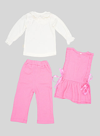 Pink Ruffle Top And Pant Set For Girls
