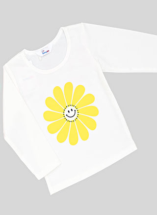 Pink Smiley Daisy Print Tracksuit For Girls