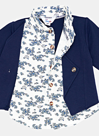 Navy Blazer Shirt Set For Boys