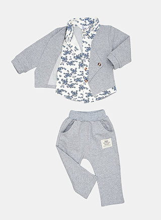 Grey Blazer Style Shirt And Pant Set