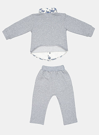 Grey Blazer Style Shirt And Pant Set