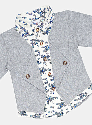 Grey Blazer Style Shirt And Pant Set