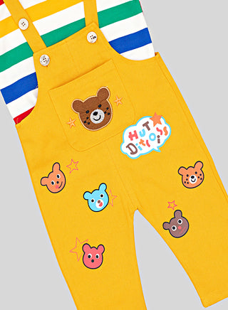 Colorful Striped Top With Yellow Dungarees