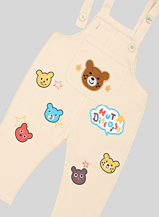 Rainbow Stripe Top With Cream Dungaree Set