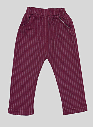 Burgundy Striped Waistcoat Outfit With Bow Tie