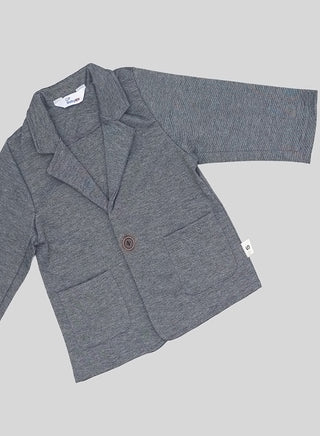 White Shirt With Tie And Grey Blazer Set