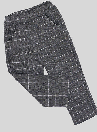 Black Grid Blazer With Matching Waistcoat Set