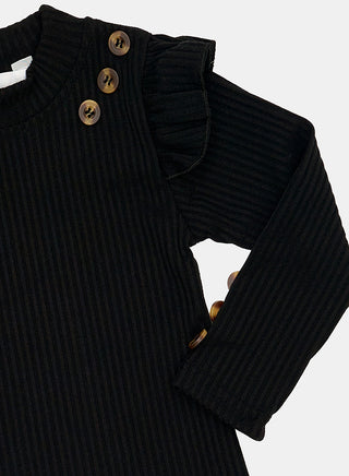 Chic Black Top With Skirt And Beret Set