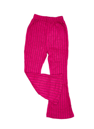 Hot Pink Ribbed Flared Winter Co-ord Set
