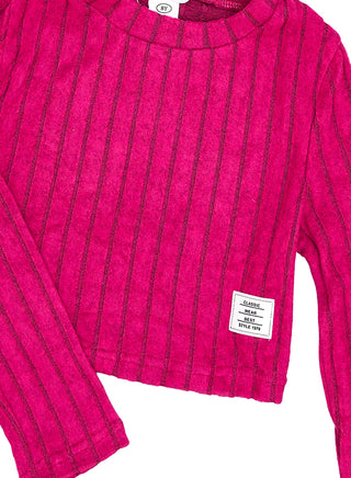 Hot Pink Ribbed Flared Winter Co-ord Set