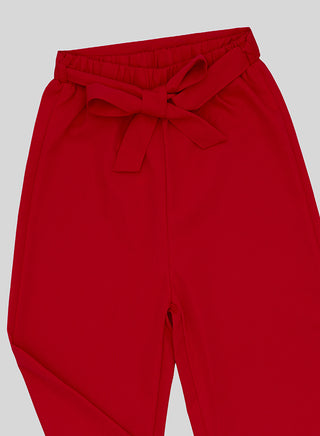 Red Heart Print Top With Flared Pants