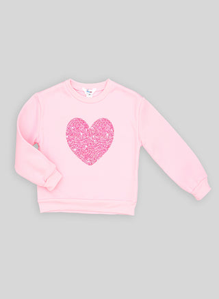 Pink Glitter Heart Tracksuit For Girls