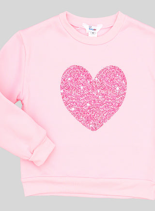Pink Glitter Heart Tracksuit For Girls